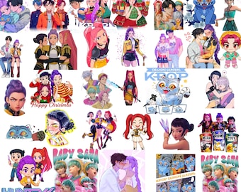 700+ Kpop Demon Hunters SVG PNG Bundle | Huntrix Idol Group Merch & Saja Bands Shirt Design | K-Pop Anime Clipart Digital Download