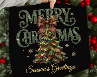 Coquette Christmas Tree PNG | Red Plaid Bow, Floral (Digital Download)