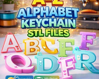 Alphabet Keychain STL Bundle A-Z – 3D Print Commercial License