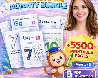 Preschool Kindergarten Activity Bundle – 5500+ Printable Pages (Ages 3-6) (PDF Download)