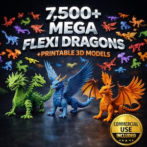 Flexi Animals 3D Print Model Bundle, Articulated Fidget Toy STL Files, Commercial License