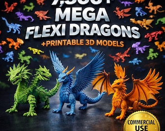 Flexi Animals 3D Print Model Bundle, Articulated Fidget Toy STL Files, Commercial License