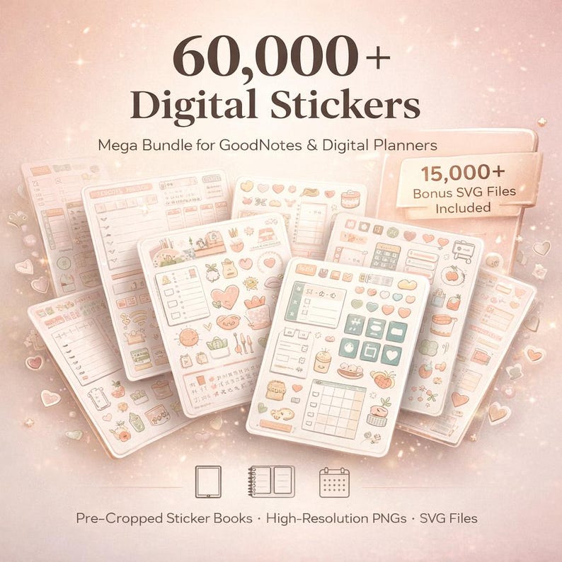 60,000+ Digital Stickers Mega Bundle, Goodnotes Planner, SVG Files ...