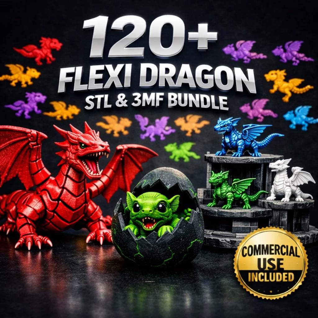 120 Flexi Dragon STL Files – Articulated 3D Print Models, Dragon Eggs ...