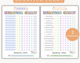 Printable Kids Behavior chore Chart: Editable / fillable template Reward Tracker (PDF)