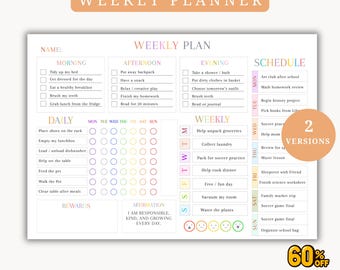 Kids Chore Planner: Daily & Weekly Responsibility Chart (Printable PDF)