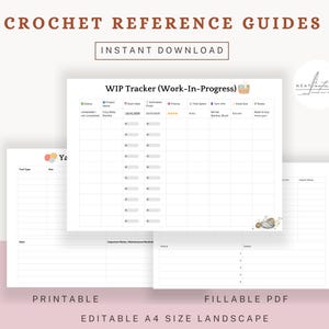 crochet Project Digital Planner /Journal WIP Tracker, Yarn Inventory Sheet,Pattern Organizer Printable Template A4 / 4 in 1 PDF