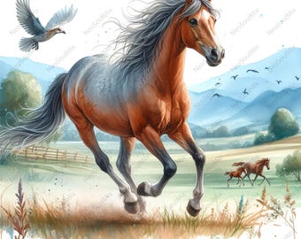 34 Horse Clipart bundle, Watercolor horse, Horses, Western, Cowgirl, sublimation design, Commercial use, Digital download, High Quality JPGs