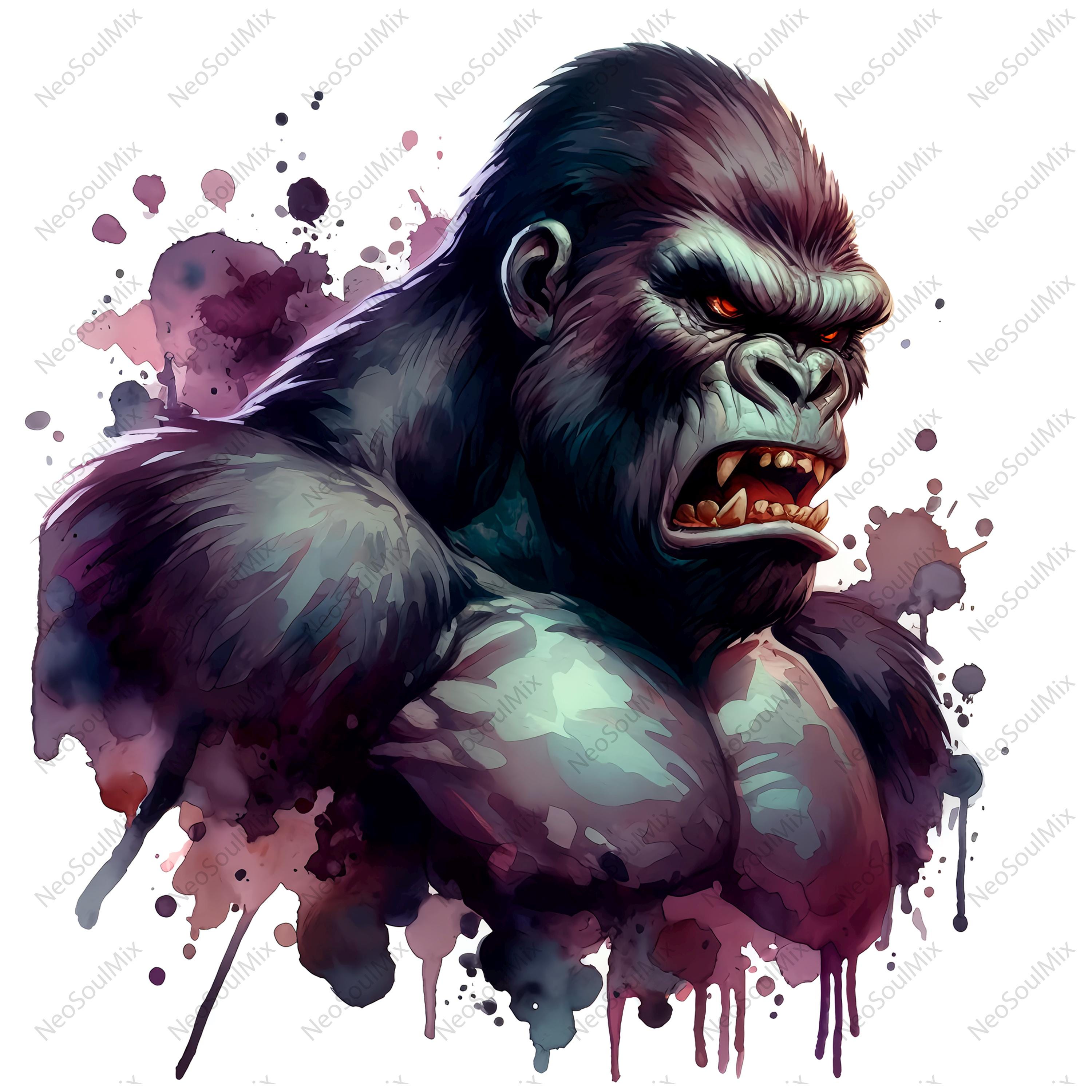 Colorful gorilla art - Etsy 日本