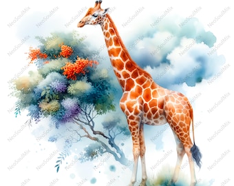 26 giraffenafbeeldingen | Schattige giraffen | Afdrukbare aquarel clipart | Hoge kwaliteit JPG's | Digitale download | Papierkunst | ongewenste tijdschriften