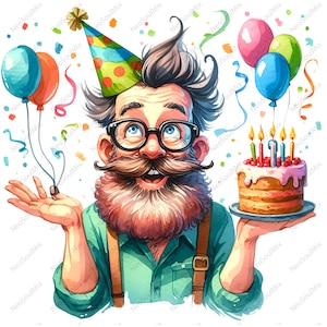 21 cliparts peculiares de aniversário | Designs de aniversariantes | Arquivos JPG de alta qualidade | Download digital | Imprimíveis com licença comercial