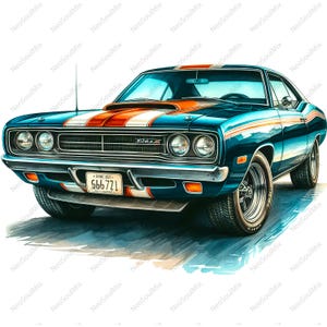 Lot de 25 cliparts automobiles | Clipart de voiture JPG américain musclé classique | Images d'amoureux de voitures rétro | Voitures de collection vintage des années 70 et 80