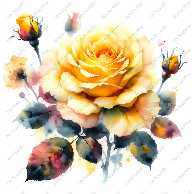 Yellow Roses Multipetals 22 Yellow Rose Clipart, Wedding Bridal Shower Yellow Rose Flowers ...