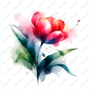 25 Abstract Tulip Clipart bundle, Tulip Art Print, Printable Watercolor Tulip clipart, Digital download, Paper craft, junk journals