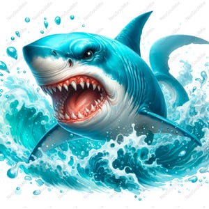 24 Evil Shark Clipart | Graphics Shark | Shark clipart Illustration | Digital Download | Card Making | Hummingbird design | High Quality JPG