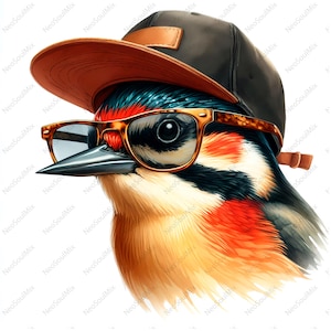 25 Cute Birds in Glasses Clipart | Funny Birds | Printable Watercolor clipart | High Quality JPGs | Digital download | Paper craft