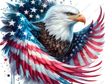 25 | Patriotic Eagle USA clipart bundle | American Eagle clipart | 4th of July digital print | Sublimation | Digital Download