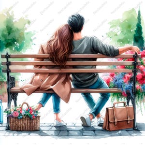 17 Imágenes prediseñadas de pareja joven / Imágenes prediseñadas de pareja joven / Imágenes prediseñadas de acuarela imprimibles / JPG de alta calidad / Descarga digital / Manualidades de papel