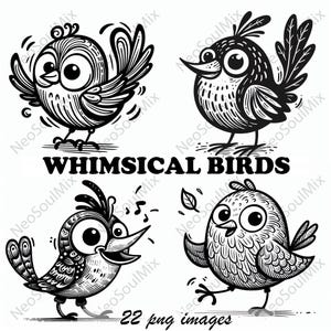22 Whimsical Birds Clipart | Funny Birds | Printable Watercolor clipart | High Quality PNG | Digital download | Paper craft | junk journal