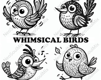 22 Whimsical Birds Clipart | Funny Birds | Printable Watercolor clipart | High Quality PNG | Digital download | Paper craft | junk journal