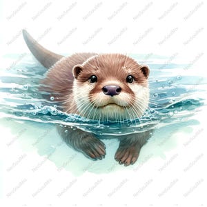 21 amis loutres dans l'eau Clipart | Clipart aquarelle imprimable | JPG de haute qualité | Téléchargement numérique | Créations artisanales en papier | journal indésirable
