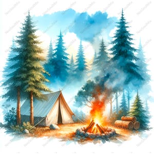 27 Watercolor Camping | Camping Trailer Clipart | Traveling | Printable Watercolor clipart | High Quality JPG | Digital download