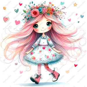21 Whimsical Girls Clipart | Quirky Characters | High Quality JPGs | Digital Download | Paper Craft | Junk Journal