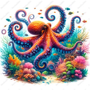 20 Kraken Clipart | Für kommerzielle Nutzung | Clipart | Krake | Druckbare Aquarell Clipart Oktopus | Oktopus Bild | Linie Art Clipart