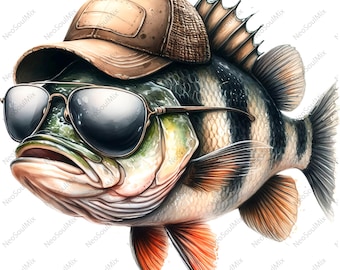 20 grappige baarsvissen clipart | Visclipart | Afdrukbare aquarel clipart | Hoge kwaliteit JPG's | Digitale download | Papierkunst | junkjournaal