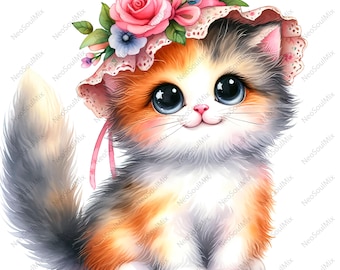 21 Cats Clipart | Cartoon Funny Frazzled Kittens | Printable Watercolor Clipart | High Quality JPGs | Digital Download | Paper Craft