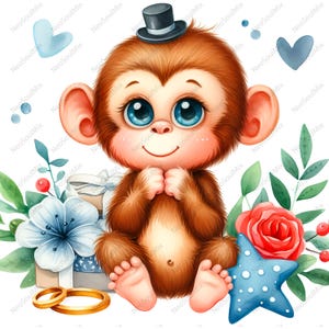 22 süße und lustige Affen Clipart Bundle | Lustiger Affe Clipart | Hochwertige JPGs | Digitaler Download | Papiermodell | Junk Journals