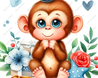22 Clipart di scimmie carine e divertenti / Clipart di scimmie divertenti / JPG di alta qualità / Download digitale / Carta artigianale / Diari spazzatura