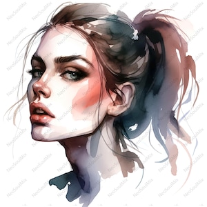 23 Woman Expressive Face Clipart | Facial Expression Clipart | Printable Watercolor clipart | High Quality JPGs | Digital download