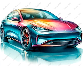 Paquete de 24 imágenes prediseñadas de automóviles / Autos retro / Imágenes prediseñadas de acuarela imprimibles / JPG de alta calidad / Descarga digital / Manualidades de papel / Diario basura