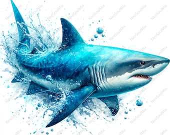 25 Shark Clipart | Graphics Shark | Shark clipart Illustration | Digital Download | Hummingbird design | High Quality JPGs | Junk Journal