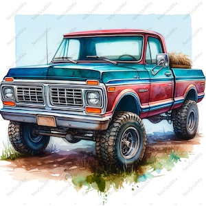22 Clipart di camioncini / camioncini d'epoca / Clipart acquerello stampabile / JPG di alta qualità / Decorazioni per auto / Diario di spazzatura