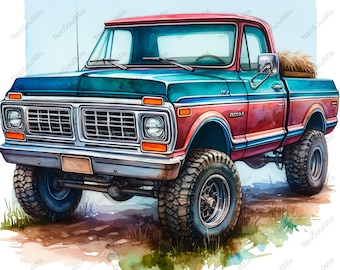22 Pickup Trucks Clipart | Vintage Pickup Trucks | Printable Watercolor Clipart | High Quality JPGs | Automotive Decor | Junk Journal