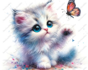Paquete de 27 imágenes prediseñadas de gatitos adorables / Libros de recuerdos / Diarios basura / Álbumes de recortes / Planificadores digitales / Uso comercial gratuito / Descarga digital / JPG