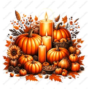 15 imágenes prediseñadas de Acción de Gracias de otoño / Cosecha de otoño / Imágenes prediseñadas de acuarela imprimibles / JPG de alta calidad / Descarga digital / Manualidades de papel