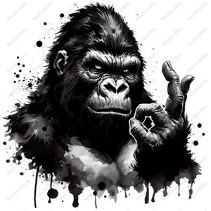 21 Angry Gorilla Clipart | Gorilla Outline Art | Printable Watercolor clipart | High Quality JPGs | Digital download | Paper craft