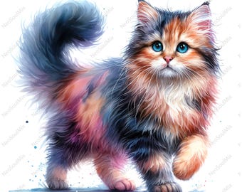 21 Cute cat clipart | Adorable Nursery Kittens | Printable Watercolor clipart | High Quality JPGs | Digital download | Paper craft