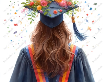 25 clipart de formatura para meninas | Designs de formatura para estudantes | Arquivos JPG de alta qualidade | Download instantâneo | Artesanato em papel e diários