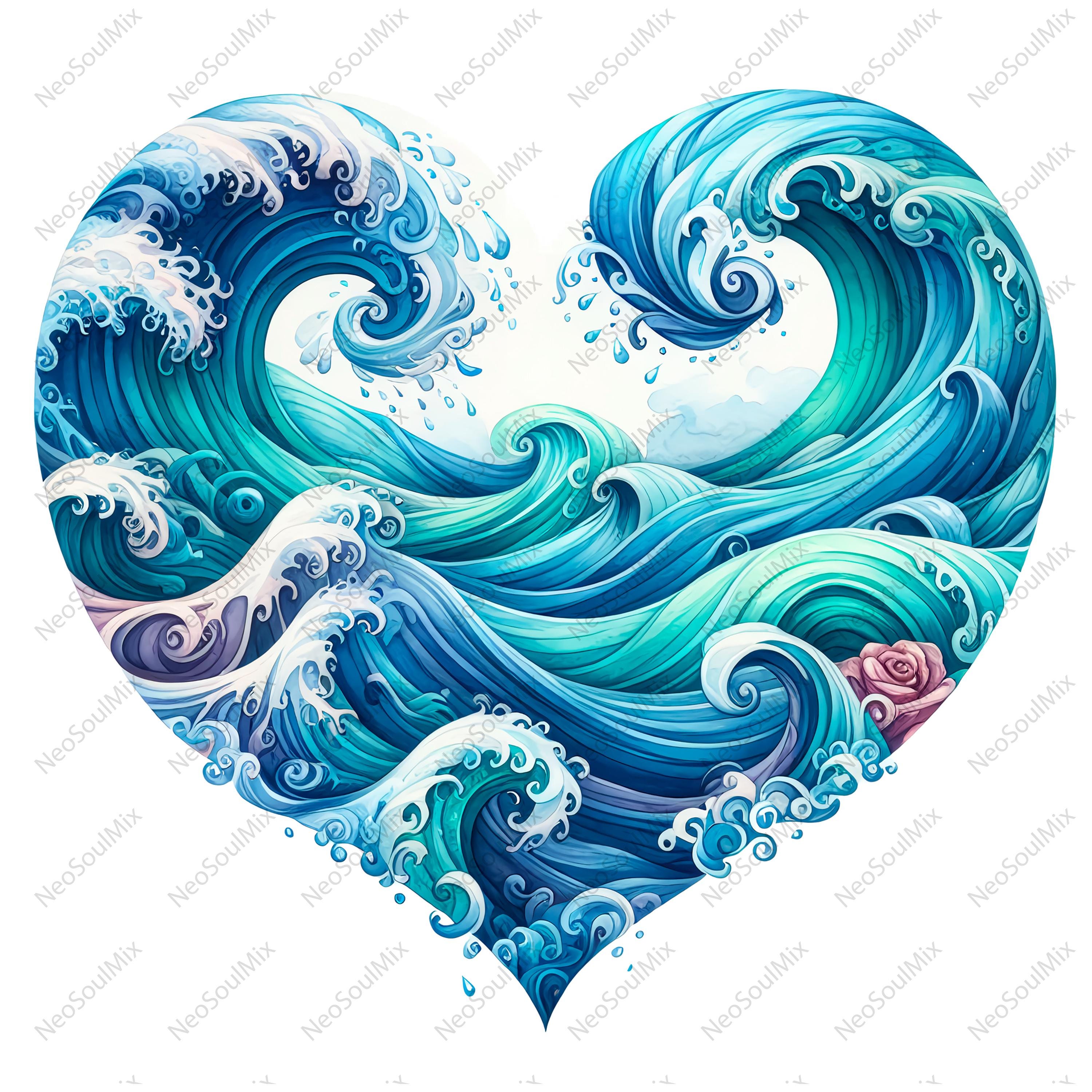 26 Ocean Heart Watercolor Clipart Bundle, Beach Heart Clipart, Beach ...