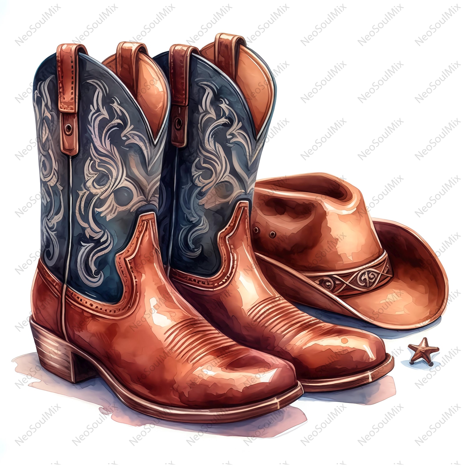 23 Cowboy Rodeo Boots Clipart | Country Cowboy Clipart | Printable ...