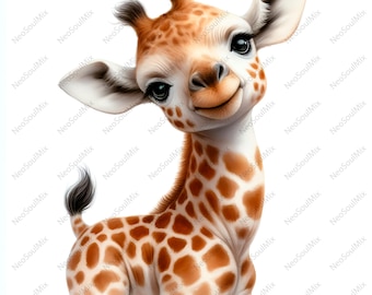 21 babygiraf clipart, giraf natuur clipart, kunst aan de muur, papiermodellen, kleding, digitale prints, commercieel gebruik, hoge kwaliteit JPG
