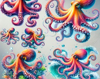 17 Octopus clipart | For Commercial Use | Clipart | Octopus | Printable Watercolor clipart octopus | Octopus image | High Quality PNG