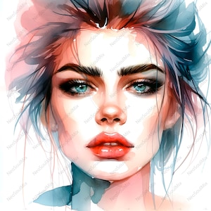 22 Woman Expressive Face Clipart | Facial Expression Clipart | Printable Watercolor clipart | High Quality JPGs | Digital download
