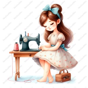 20 diseños originales de imágenes prediseñadas de costura / Imágenes prediseñadas de acuarela imprimibles / JPG de alta calidad / Descarga digital / Manualidades de papel / Diario basura