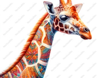 25 giraffenafbeeldingen | Schattige giraffen | Afdrukbare aquarel clipart | Hoge kwaliteit JPG's | Digitale download | Papierkunst | ongewenste tijdschriften