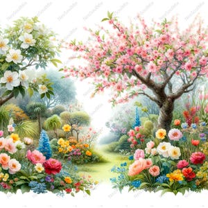 26 Aquarell Garten Clipart | Monets Garten | Druckbare Aquarell Clipart | Hochwertige JPGs | Digitaler Download | Papierhandwerk